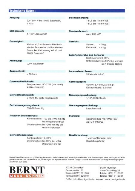 Superschneller Sauerstoffsensor UFO-130-2 - Bernt GmbH