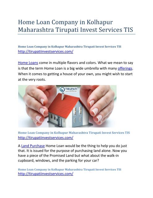 Home-Loan-Company-in-Kolhapur-Maharashtra--Tirupati-Invest-Services-TIS