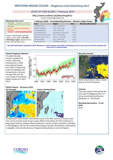 WIO bleaching alert-18-01-16