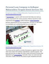 Personal Loan Company in Kolhapur Maharashtra Tirupati Invest Services TIS