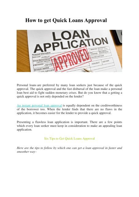 Rapid loan approval