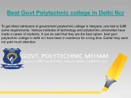 Best Govt Polytechnic college in Delhi Ncr