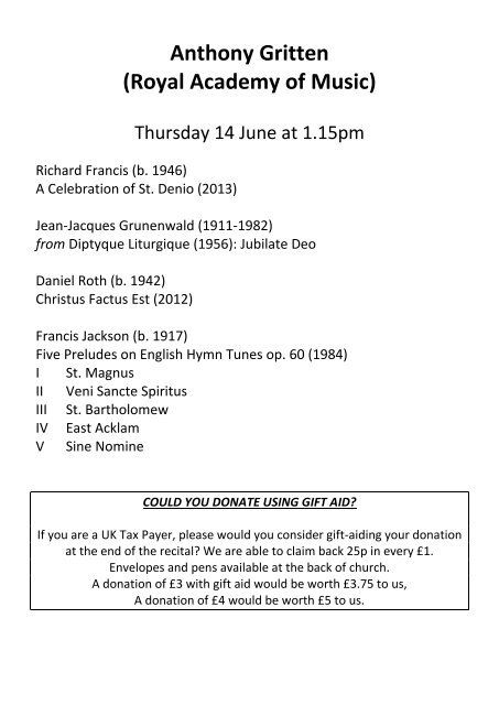 St Mary Redcliffe Church Free Lunchtime Organ Recital - June 14 2018 - Anthony Gritten