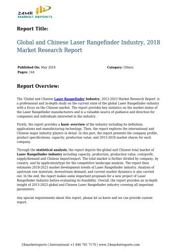  Laser Rangefinder Industry, 2018 Market Research Report