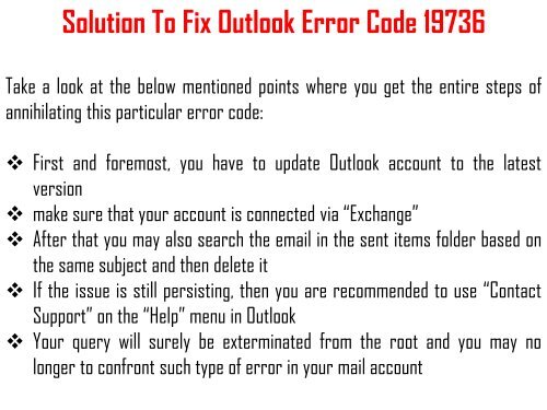 How to Fix Outlook Error Code 19736? 1-800-361-7250 