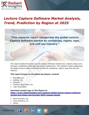 Lecture Capture Software Market Analysis, Trend, Prediction by Region at 2025