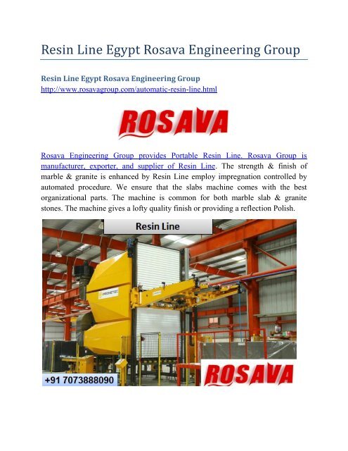 Resin Line Egypt Rosava Engineering Group