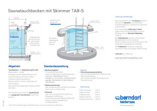 Produktdatenblatt Saunatauchbecken - Berndorf Bäderbau