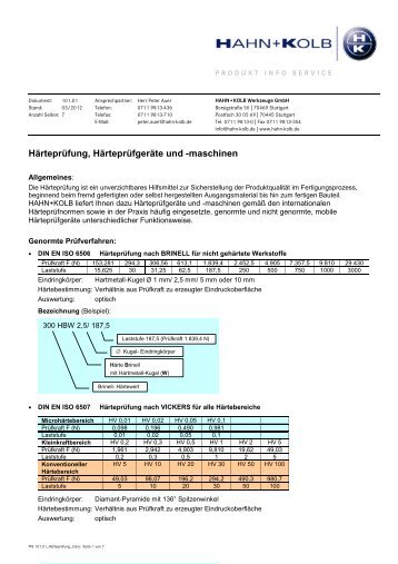 Härteprüfgeräte und Anwendungen - Hahn +Kolb Werkzeuge GmbH