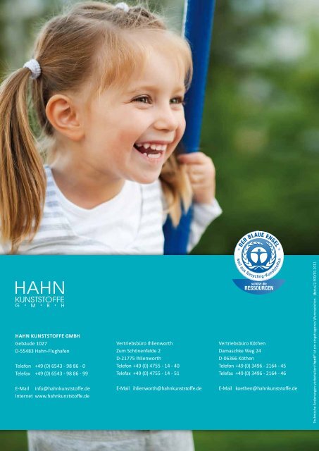 Für dauerhaften Spiel-Spaß - Hahn Kunststoffe GmbH
