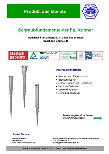 Schraubfundamente der Fa. Krinner - Berliner Schrauben GmbH ...