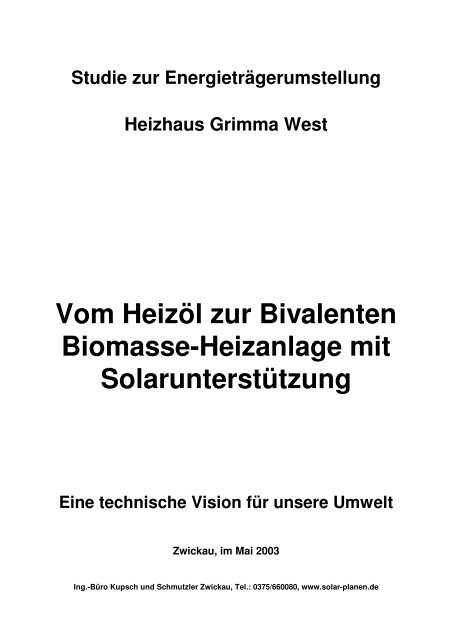 Studie zur Energieträgerumstellung Heizhaus Grimma West Vom ...