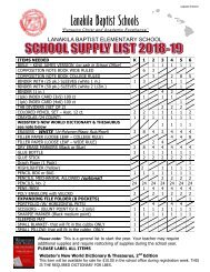 2018-19 SCHOOL SUPPLY LIST