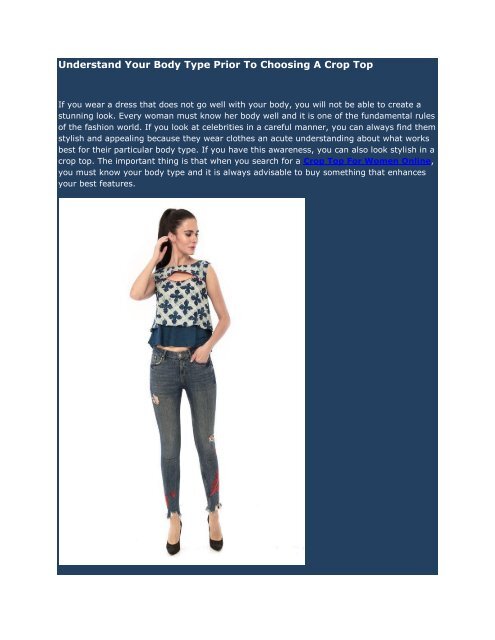 Understand Your Body Type Prior To Choosing A Crop Top