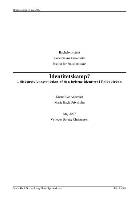 Identitetskamp? - diskursiv konstruktion af den kristne ... - itslearning