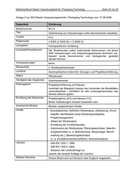 Modulhandbuch für den Master-Studiengang Verpackungstechnik ...