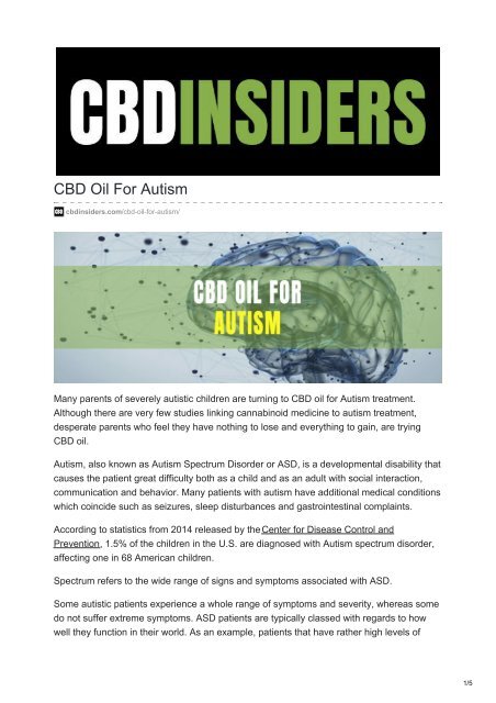 CBD Oil For Autism