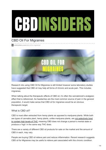 CBD Oil For Migraines