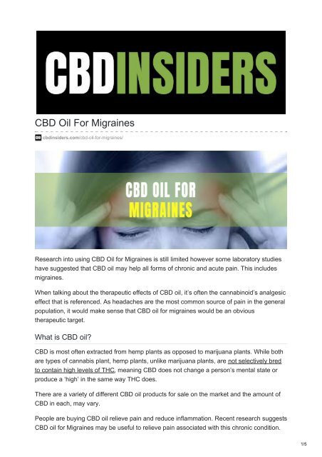 CBD Oil For Migraines