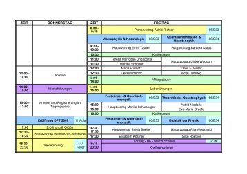 ZEIT DONNERSTAG ZEIT FREITAG - Physikerinnentagung