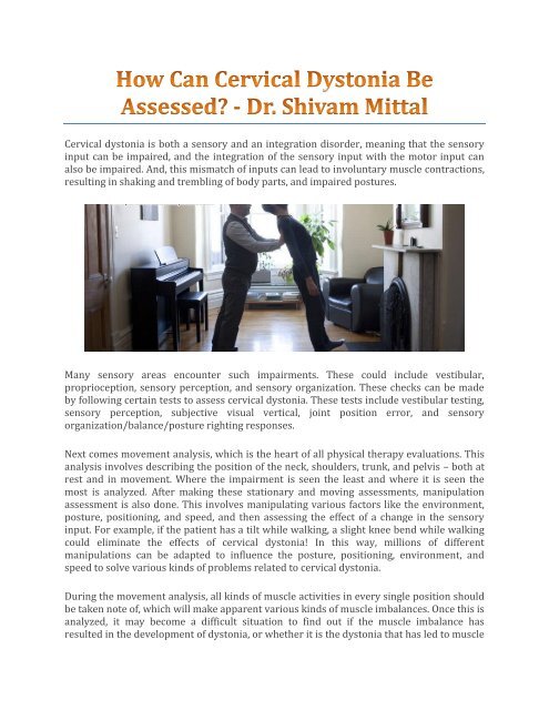 How Can Cervical Dystonia Be Assessed? - Dr. Shivam Mittal