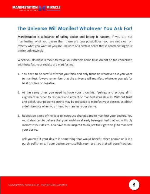 How To Manifest Your Desires Using 5 Simple Steps To Materializing Your Dream Life With Manifest Daily Marketing