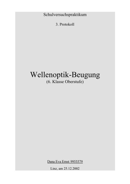 Wellenoptik Beugung
