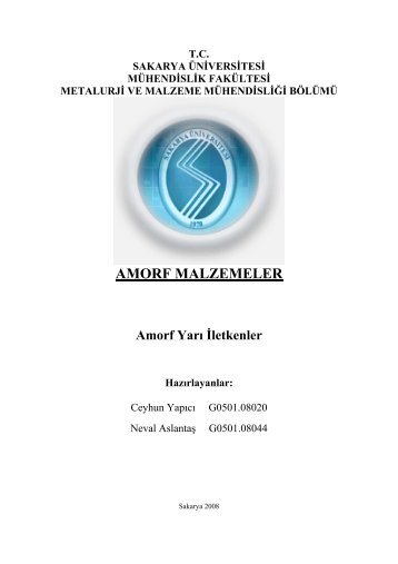 AMORF MALZEMELER - Sakarya Üniversitesi