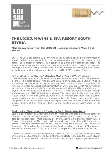 THE LOISIUM WINE & SPA RESORT SOUTH STYRIA - Allegria