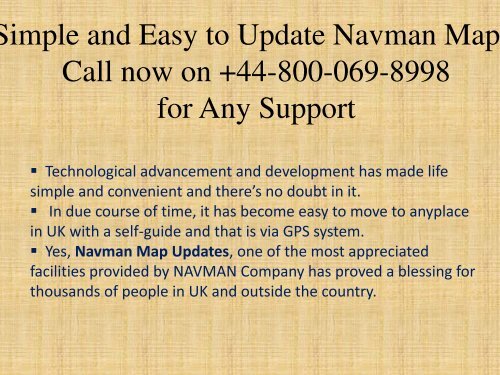 Simple and Easy to Update Navman Maps, Call now on +44-800-069-8998 for Any Support