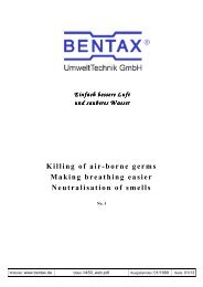 BENTAX Ionization Bacteria, Mold and Odor Control