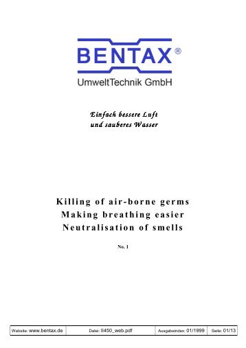 BENTAX Ionization Bacteria, Mold and Odor Control