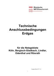 Technische Anschlussbedingungen Erdgas für die Netzgebiete Köln ...