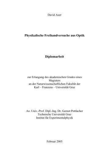 Physikalische Freihandversuche aus Optik Diplomarbeit