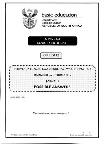 Tshivenda First Additional Language Paper 1