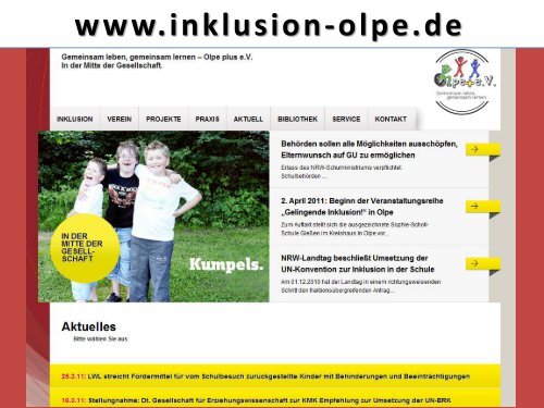 "Auf dem Weg zur Inklusion" (Informationsvortrag als PDF