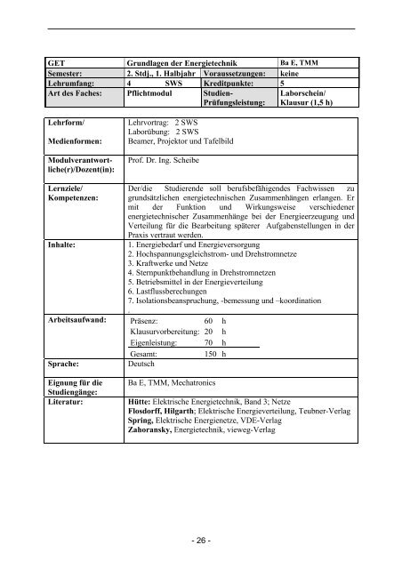 Fachbereich Informatik und Elektrotechnik Handbuch für die ...