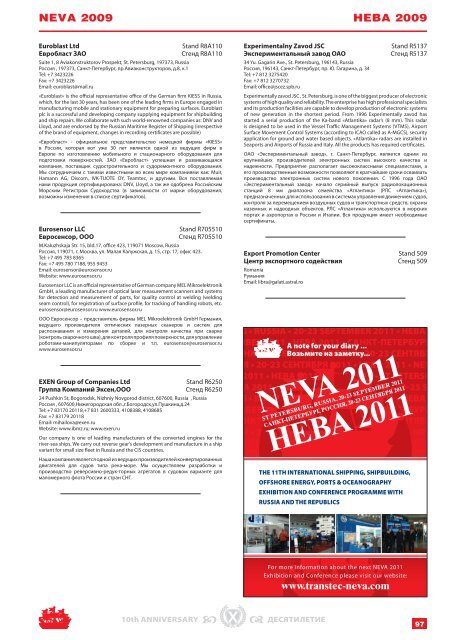 NEVA 2009 Exhibition Catalogue - Transtec Neva