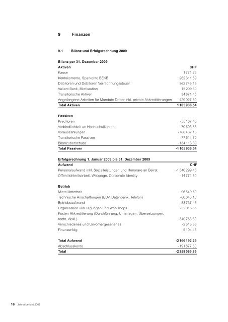 Jahresbericht 2009, PDF - OAQ Organ für Akkreditierung und ...