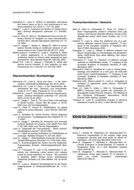 Jahresbericht 2004 - zahnmedizinische kliniken zmk bern ...