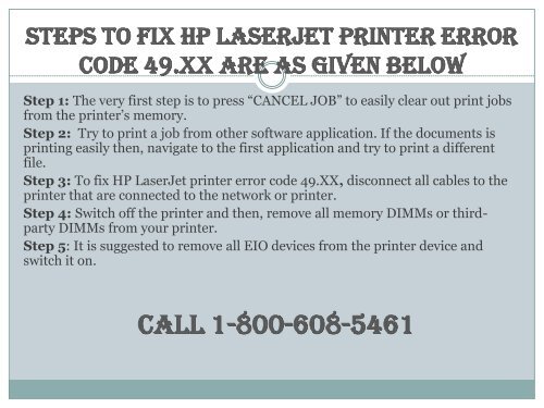 Learn To Fix HP LaserJet Printer Error Code 49.XX? Dial 1-800-608-5461
