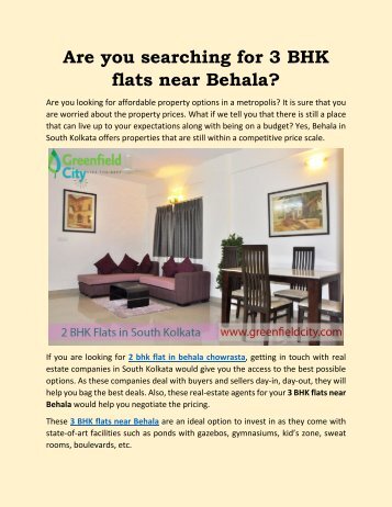 Are you searching for 3 BHK flats near Behala