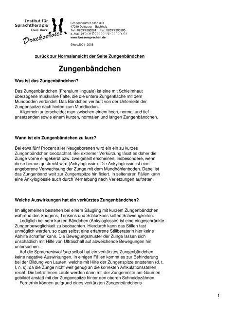 Frenulum bändchen zu kurz