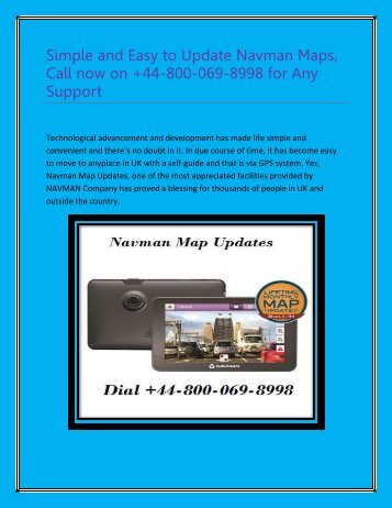 Simple and Easy to Update Navman Maps Dial +44-800-069-8998