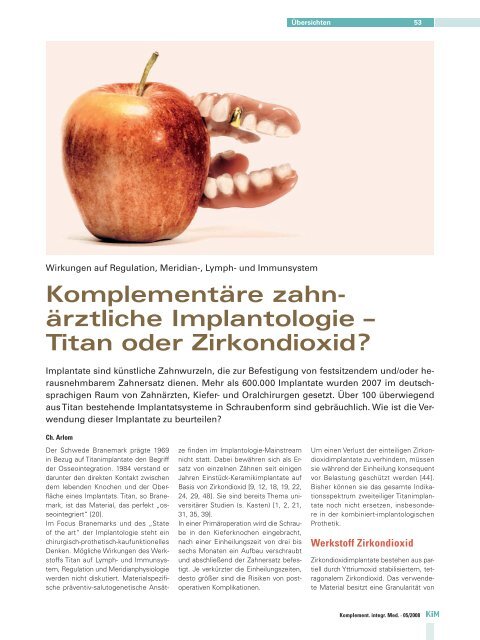 ärztliche Implantologie – Titan oder Zirkondioxid? - Christoph Arlom