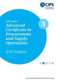 CIPS Level 3 Certificate in Procurement and Supply Operations 2018 Syllabus