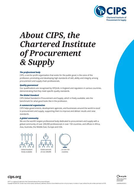 CIPS Level 3 Certificate in Procurement and Supply Operations 2018 Syllabus