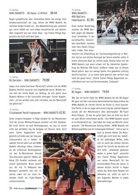 WWU Baskets Jahresmagazin 2017_18