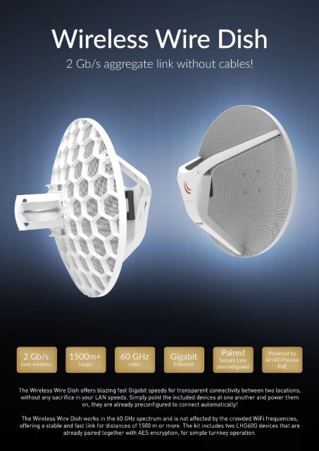 MikroTik Wireless Wire Dish 2 Gb//s aggregate link up to 1500m RBLHGG-60ad kit