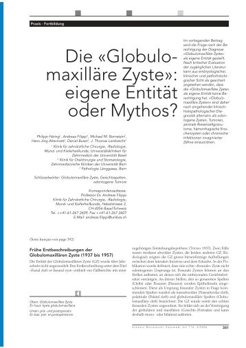 Globulo- maxilläre Zyste - Professor Dr. Andreas Filippi ...